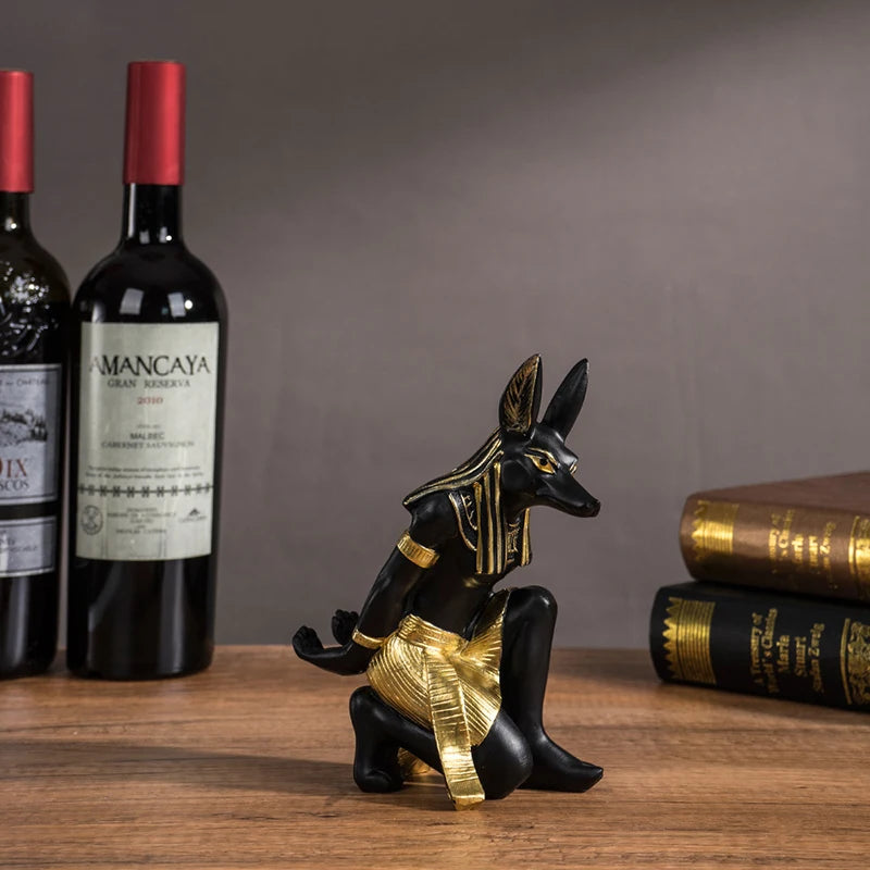 Resin Egyptian Anubis Dog Cat God Figurines-Wine Rack