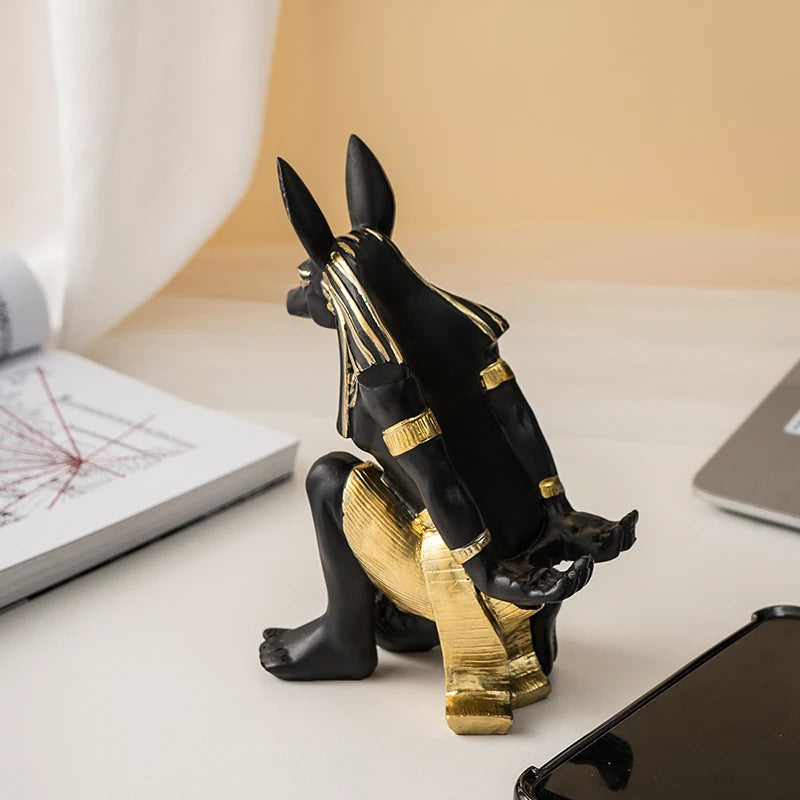 Resin Egyptian Anubis Dog Cat God Figurines-Wine Rack