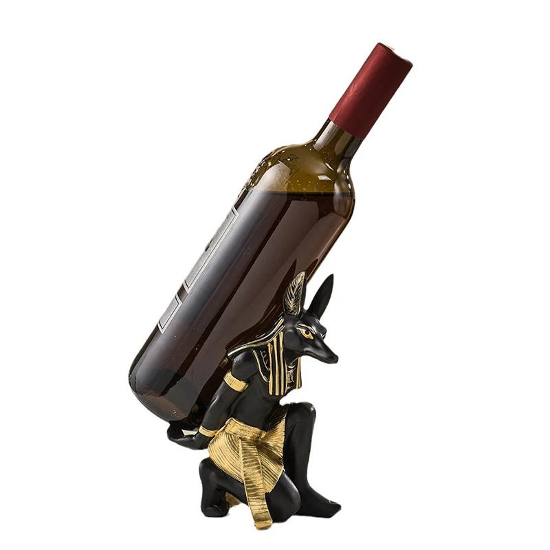 Resin Egyptian Anubis Dog Cat God Figurines-Wine Rack