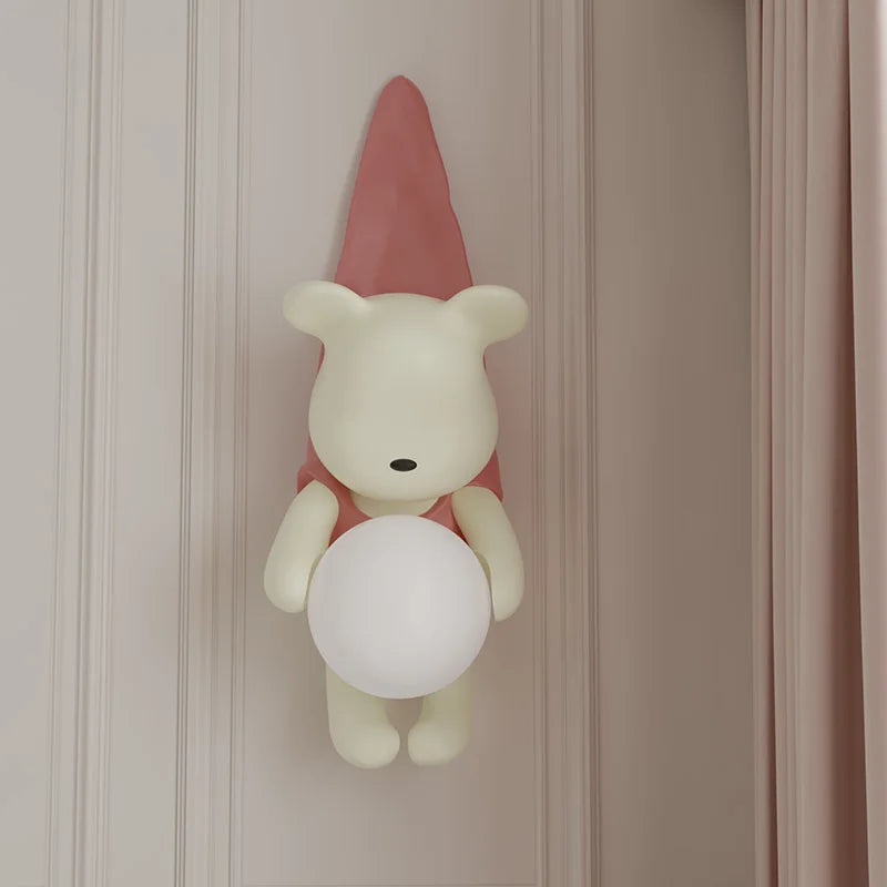 Resin Wall Lamp Light Cute Little Bear Design Children's Room