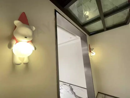 Resin Wall Lamp Light Cute Little Bear Design Children's Room