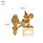 French Retro Copper Angel Flower Crystal Wall Lamp