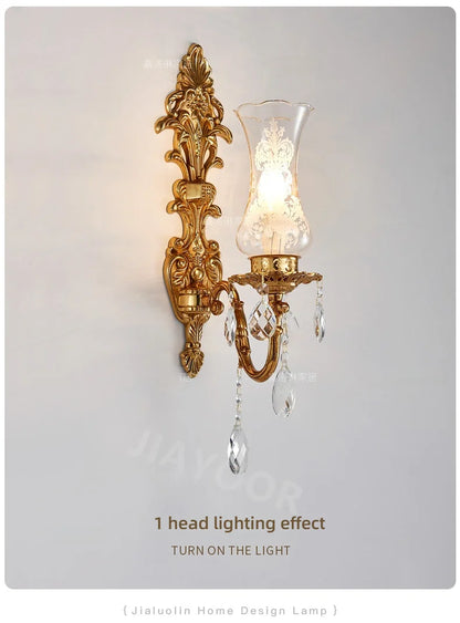 Living Room Full Copper Crystal-Wall Lamp European