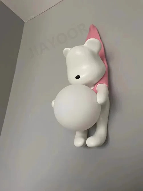 Resin Wall Lamp Light Cute Little Bear Design Children's Room