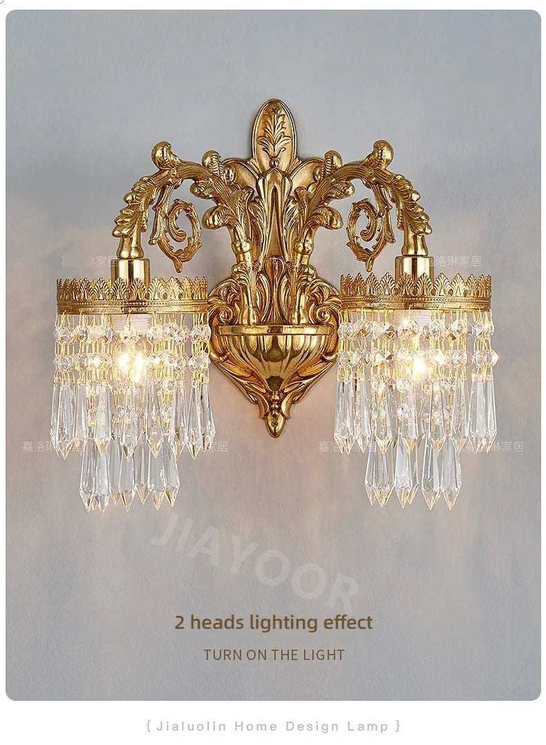 Living Room Full Copper Crystal-Wall Lamp European