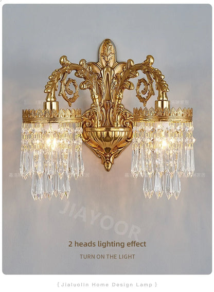 Living Room Full Copper Crystal-Wall Lamp European