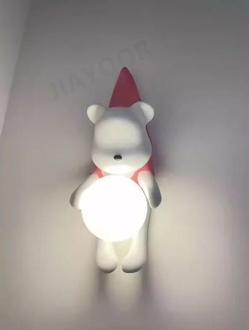 Resin Wall Lamp Light Cute Little Bear Design Children's Room