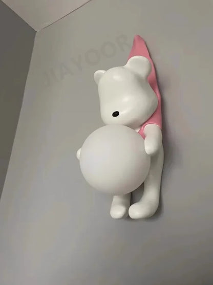 Resin Wall Lamp Light Cute Little Bear Design Children's Room