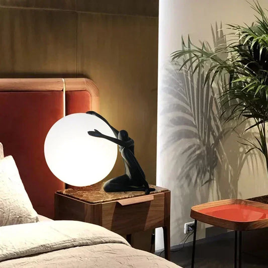 Art Desk Lamp-Holding Ball Standing Lamp Portrait Sculpture