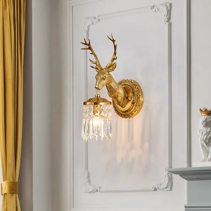Living Room Full Copper Crystal-Wall Lamp European