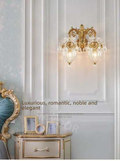 Living Room Full Copper Crystal-Wall Lamp European