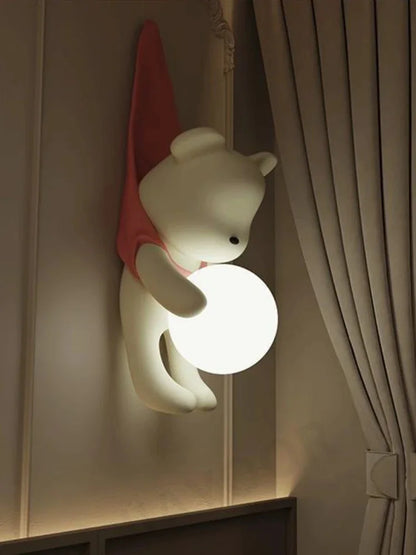 Resin Wall Lamp Light Cute Little Bear Design Children's Room