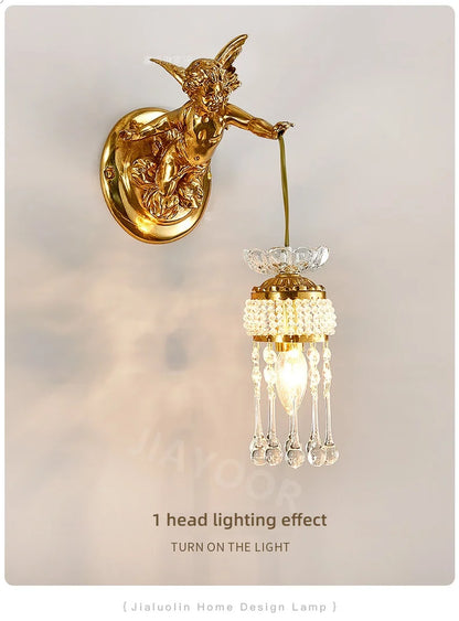 Living Room Full Copper Crystal-Wall Lamp European