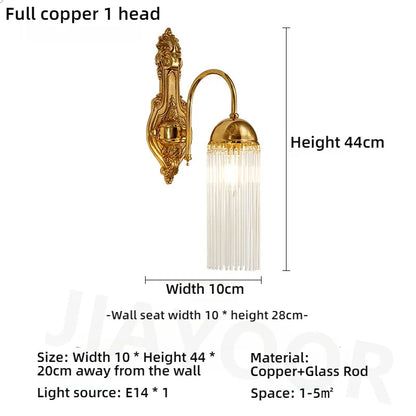 Living Room Full Copper Crystal-Wall Lamp European