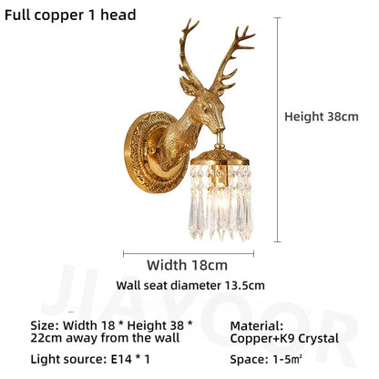 Living Room Full Copper Crystal-Wall Lamp European