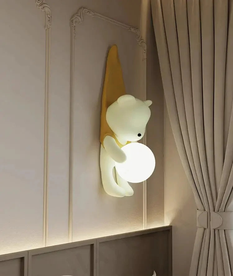 Resin Wall Lamp Light Cute Little Bear Design Children's Room