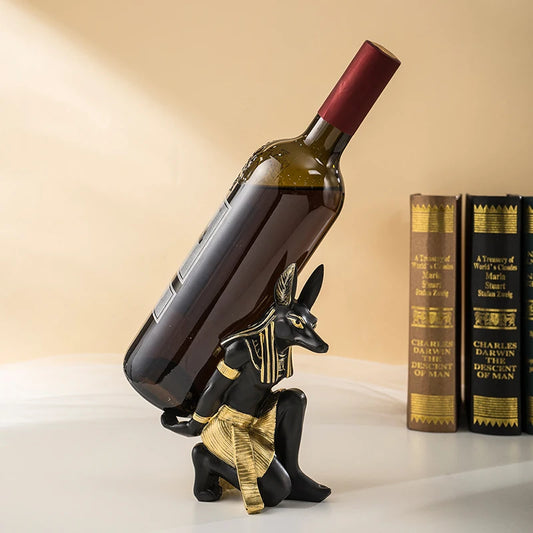 Resin Egyptian Anubis Dog Cat God Figurines-Wine Rack