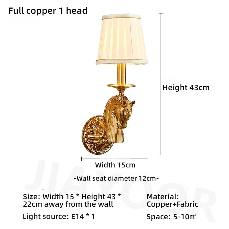 Living Room Full Copper Crystal-Wall Lamp European