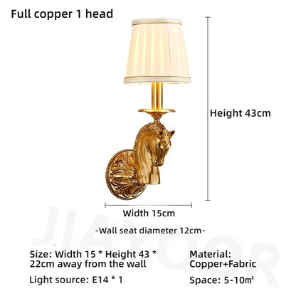 Living Room Full Copper Crystal-Wall Lamp European