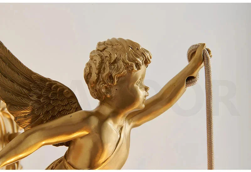 French Retro Copper Angel Flower Crystal Wall Lamp