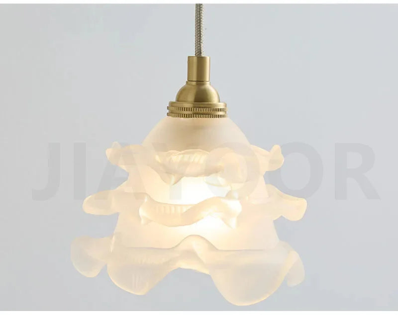 French Retro Copper Angel Flower Crystal Wall Lamp