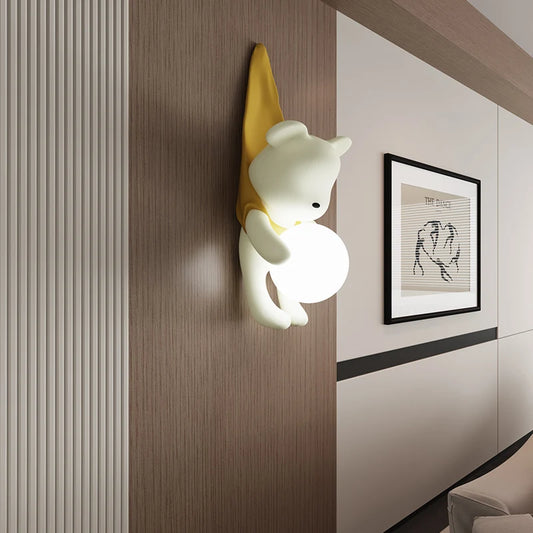 Resin Wall Lamp Light Cute Little Bear Design Children's Room