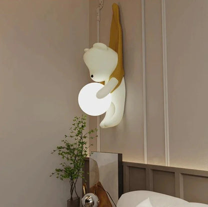 Resin Wall Lamp Light Cute Little Bear Design Children's Room