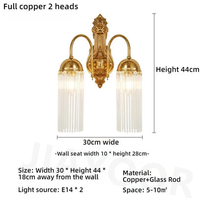 Living Room Full Copper Crystal-Wall Lamp European