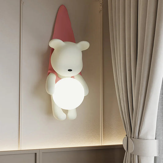 Resin Wall Lamp Light Cute Little Bear Design Children's Room