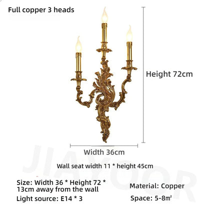 Living Room Full Copper Crystal-Wall Lamp European
