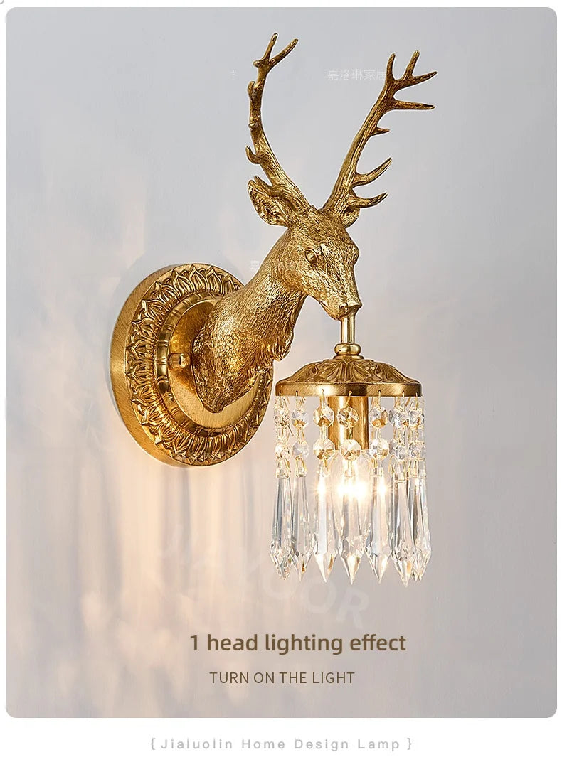 Living Room Full Copper Crystal-Wall Lamp European