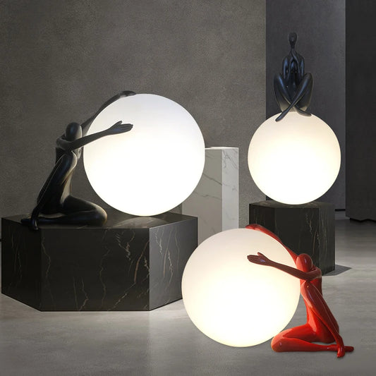 Art Desk Lamp-Holding Ball Standing Lamp Portrait Sculpture