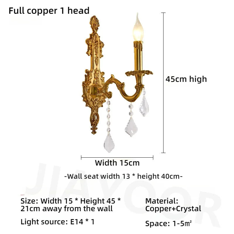 Living Room Full Copper Crystal-Wall Lamp European