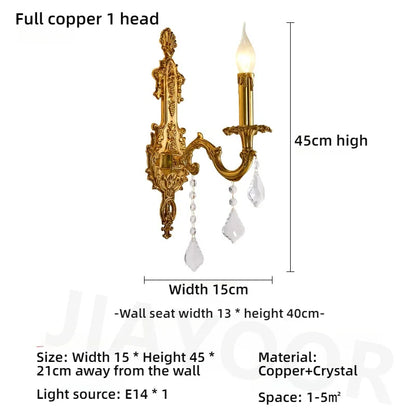 Living Room Full Copper Crystal-Wall Lamp European