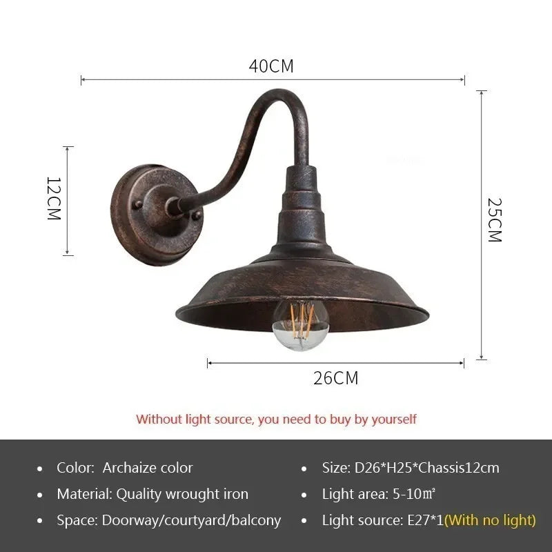 Retro Waterproof LED Wall Lamp Outdoor Courtyard Villa Garden