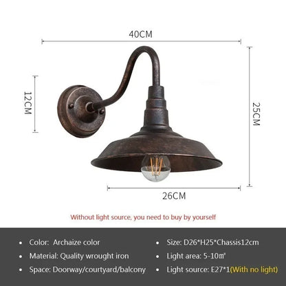 Retro Waterproof LED Wall Lamp Outdoor Courtyard Villa Garden