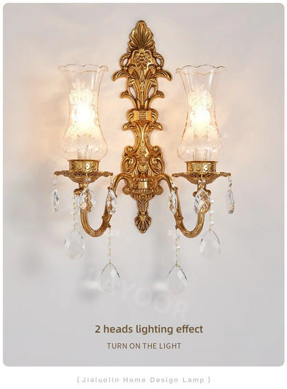 Living Room Full Copper Crystal-Wall Lamp European