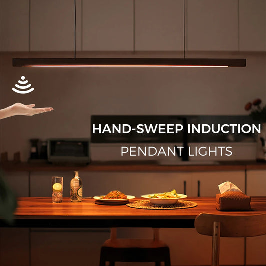 LED Hand Sweep Sensor Pendant Light Black Walnut Wood