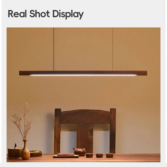 LED Hand Sweep Sensor Pendant Light Black Walnut Wood