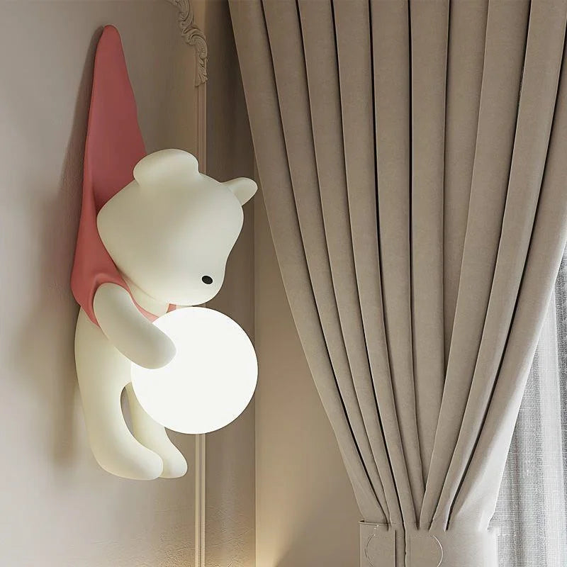 Resin Wall Lamp Light Cute Little Bear Design Children's Room