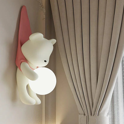 Resin Wall Lamp Light Cute Little Bear Design Children's Room