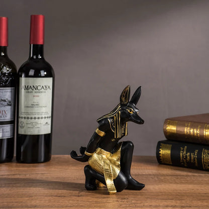 Resin Egyptian Anubis Dog Cat God Figurines-Wine Rack