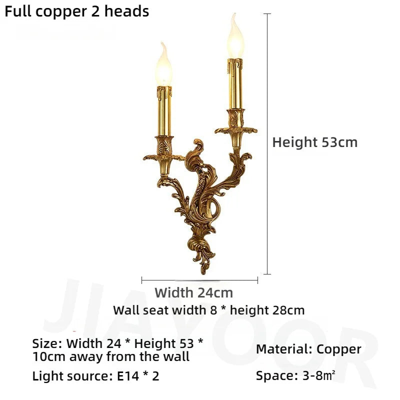 Living Room Full Copper Crystal-Wall Lamp European