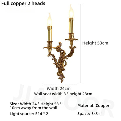 Living Room Full Copper Crystal-Wall Lamp European