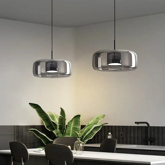 Modern Glass Led Pendant Light "Cognac" Smokey Grey