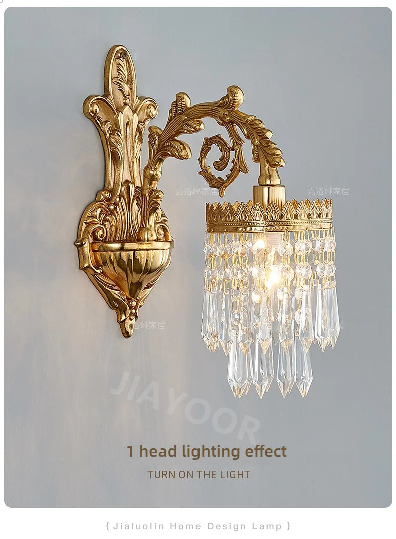 Living Room Full Copper Crystal-Wall Lamp European