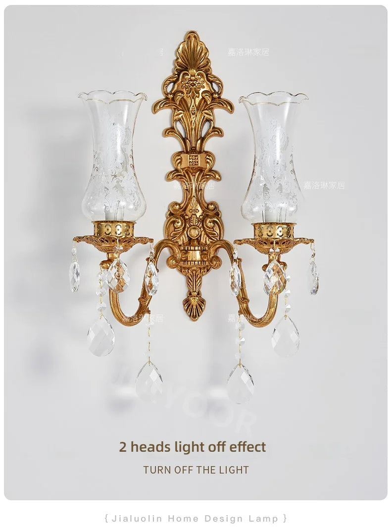 Living Room Full Copper Crystal-Wall Lamp European