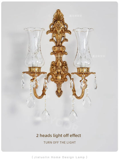 Living Room Full Copper Crystal-Wall Lamp European