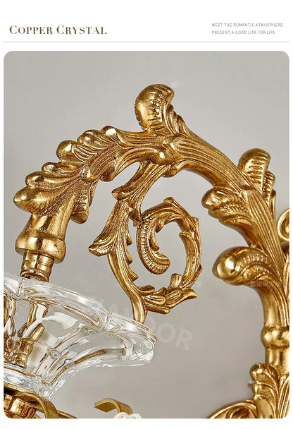 Living Room Full Copper Crystal-Wall Lamp European