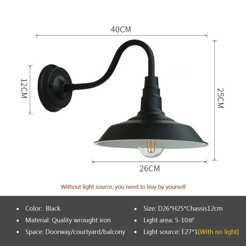Retro Waterproof LED Wall Lamp Outdoor Courtyard Villa Garden
